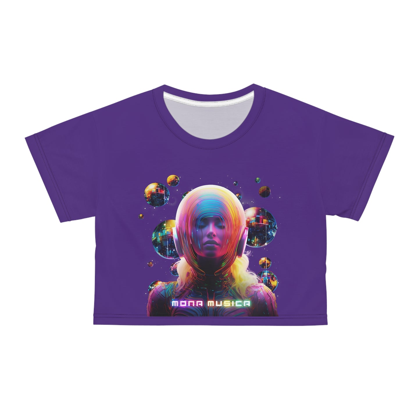 BUBBLES- PURPLE - Mona Musica- Crop Tee (AOP)