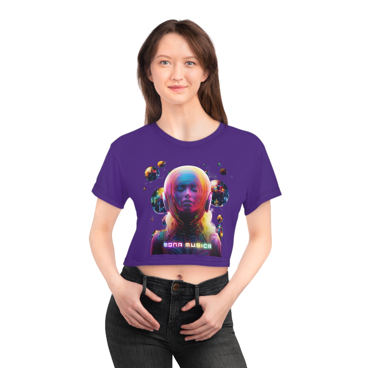 BUBBLES- PURPLE - Mona Musica- Crop Tee (AOP)